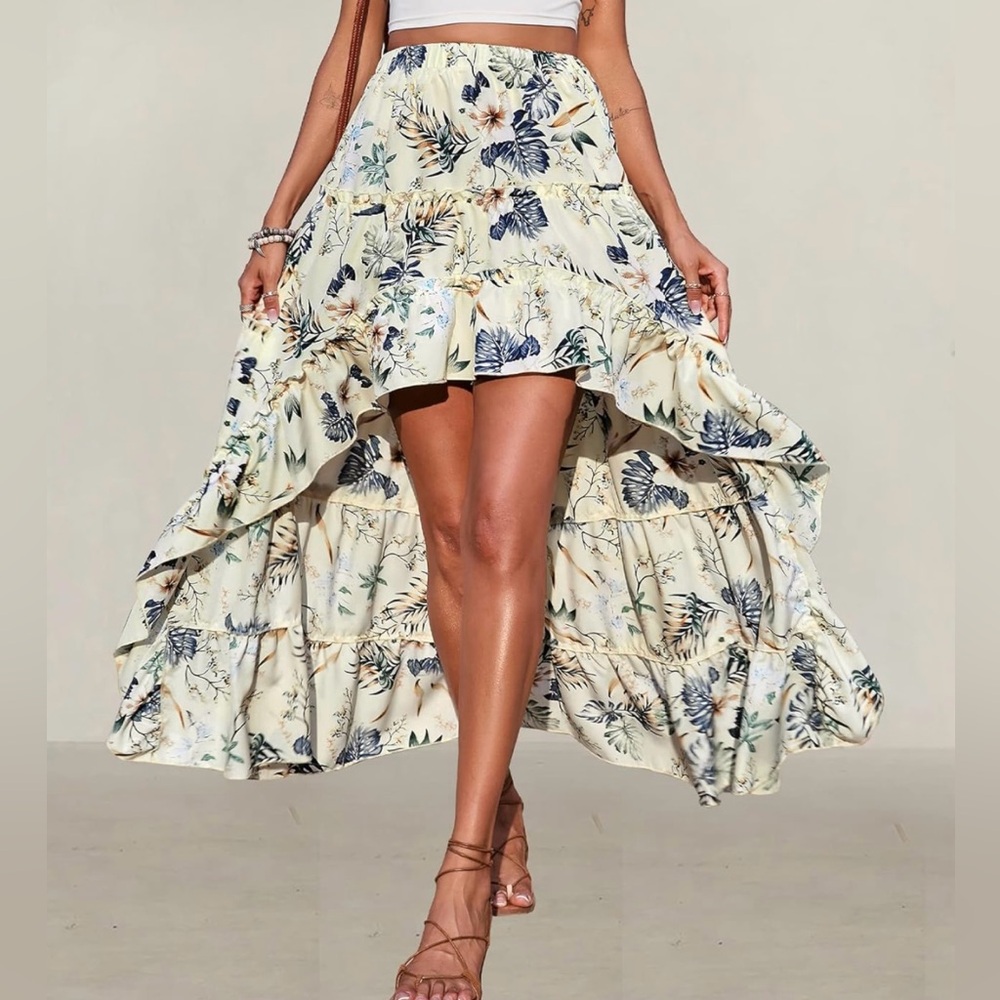 BTFBM Women 2024 Summer Spring Boho Long Skirts Dress Floral